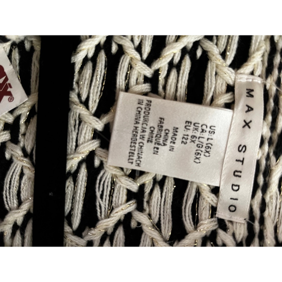 Max Studio Cardigan, Kid’s L (6X), Black & White - Picture 7 of 11